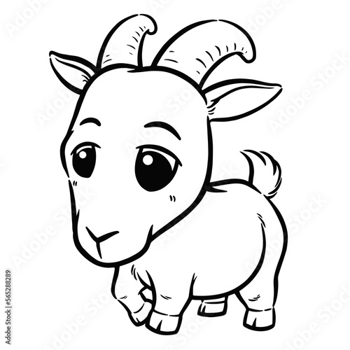 Vector illustration of Cartoon Goat - Coloring book for kids