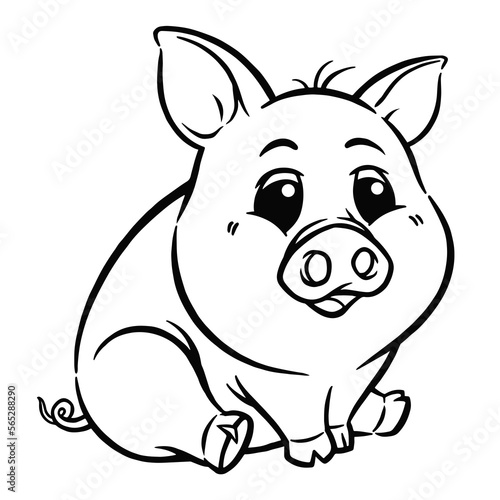 Vector illustration of cartoon pig - Coloring book for kids
