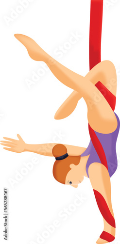 anti gravity exercise by antitrapeze artist Vector Icon Design, Circus characters Symbol, Carnival performer Sign, Festival troupe Stock illustration, Women Stretching Hanging Upside Down Concept