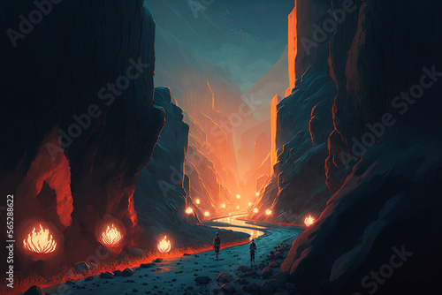 Sci-fi landscape, background wallpaper, generative ai