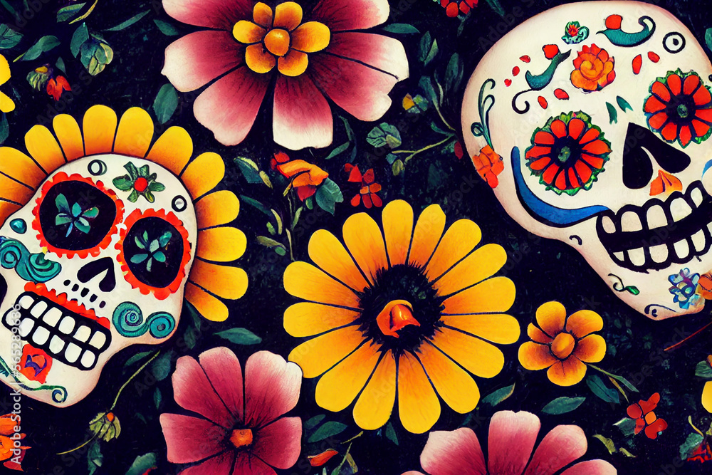 Day of the dead illustration art Generative AI Content by Midjourney Day of the dead illustration art Generative AI Content by Midjourney