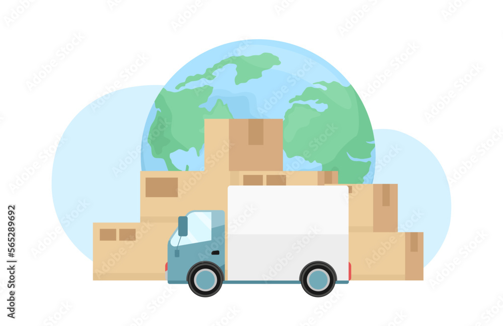 Delivery parcels with cargo van flat concept vector illustration. Editable 2D cartoon scene on white for web design. Freight transportation creative idea for website, mobile, presentation Delivery parcels with cargo van flat concept vector illustration. Editable 2D cartoon scene on white for web design. Freight transportation creative idea for website, mobile, presentation