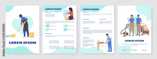 House cleaning services flat vector brochure template. Booklet, leaflet printable color designs. Editable magazine page, reports kit with text space. Sigmar One, Balsamiq Sans, Comfortaa fonts used