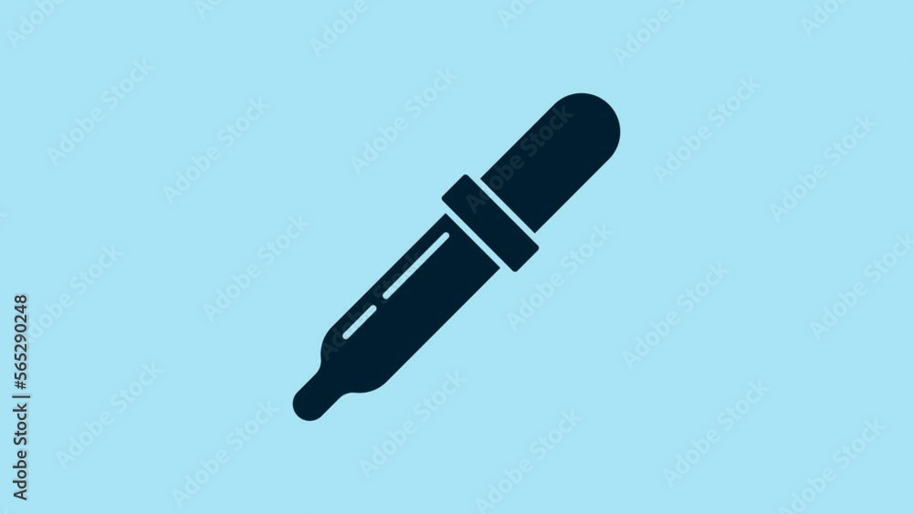 Blue Pipette icon isolated on blue background. Element of medical, chemistry lab equipment. Medicine symbol. 4K Video motion graphic animation Blue Pipette icon isolated on blue background. Element of medical, chemistry lab equipment. Medicine symbol. 4K Video motion graphic animation