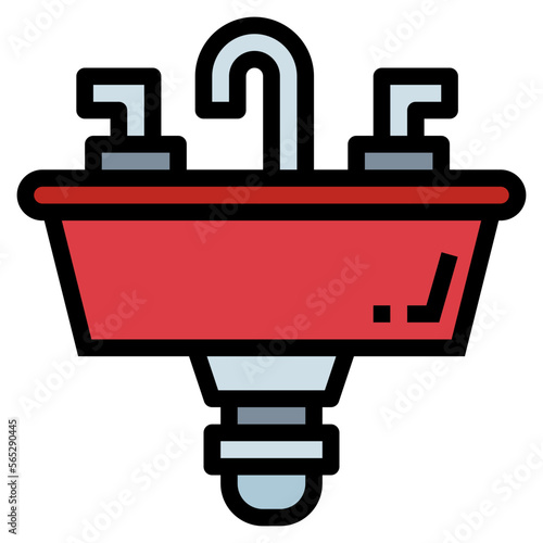 washbasin filled outline icon style