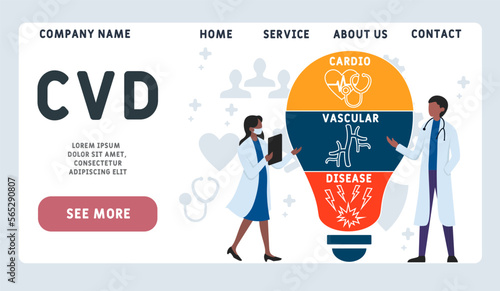 CVD Cardiovascular Disease acronym. medical concept background.  vector illustration concept with keywords and icons. lettering illustration with icons for web banner, flyer, landing