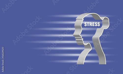 The concept of stress with a human silhouette. Mental stress,
 feeling stressed or worried about something. Vector illustration, 3d.