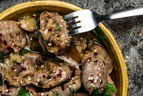 Billede på lærred Stewed chicken stomach in pan