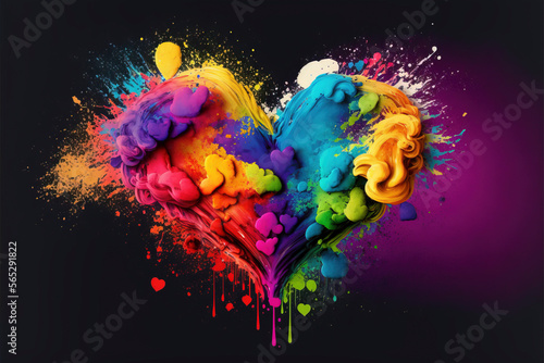 Heart of intense colors, conceptual image of Valentine's Day, Valentine's Day, created with Generative AI technology