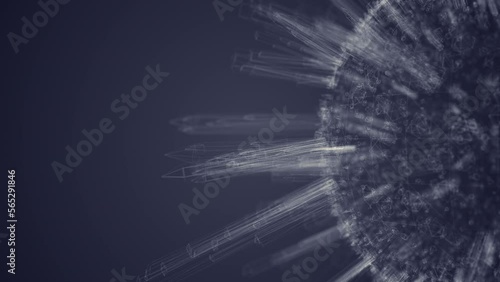 Abstract crystallised sphere rotating on dark background photo