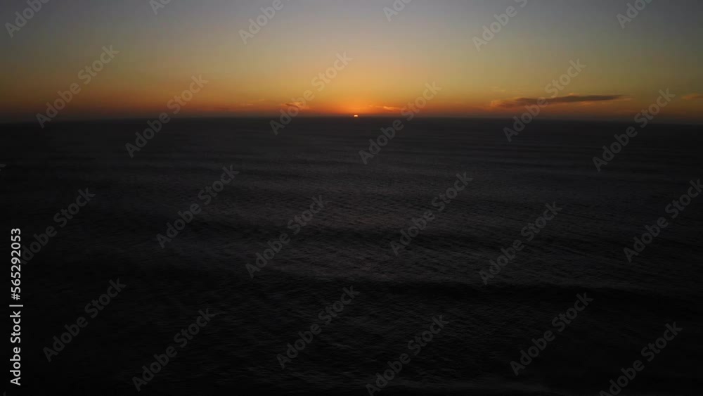 Drone Flight over the Atlantic Ocean during the Sunset in Santa Maria, Sal Island, Cape Verde. Drone Flight over the Atlantic Ocean during the Sunset in Santa Maria, Sal Island, Cape Verde.