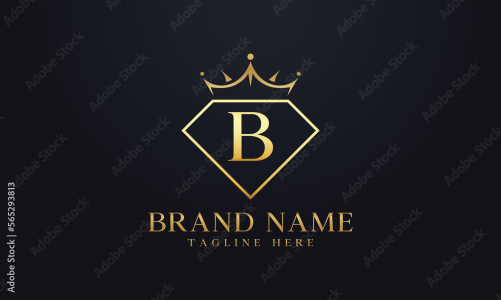 Diamond crown vector. Luxury queen logo for jewelry vector with letters Diamond crown vector. Luxury queen logo for jewelry vector with letters