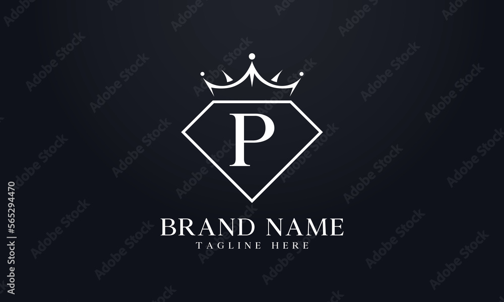 Diamond crown vector. Luxury queen logo for jewelry vector with letters