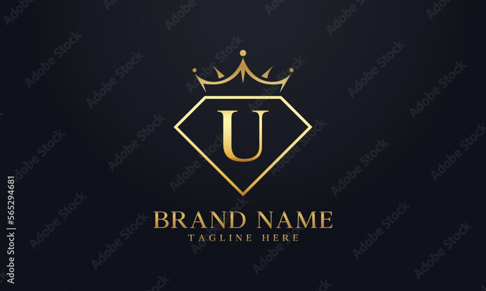 Diamond crown vector. Luxury queen logo for jewelry vector with letters Diamond crown vector. Luxury queen logo for jewelry vector with letters