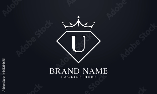Diamond crown vector. Luxury queen logo for jewelry vector with letters