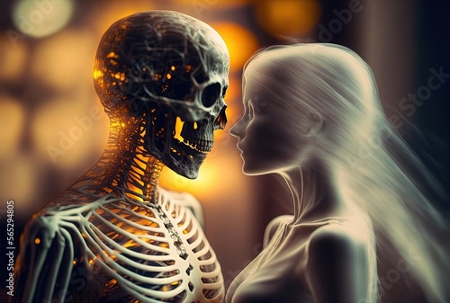 skeleton couple with blurred background Generative Ai