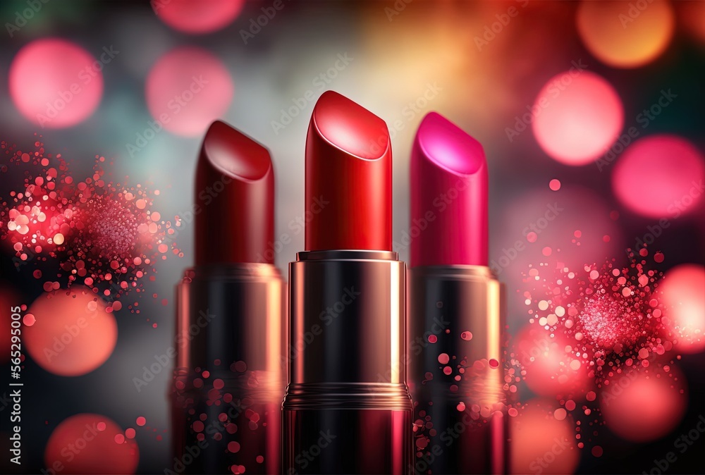 lipsticks with bokeh light background look luxury glamour, Generative Ai lipsticks with bokeh light background look luxury glamour, Generative Ai