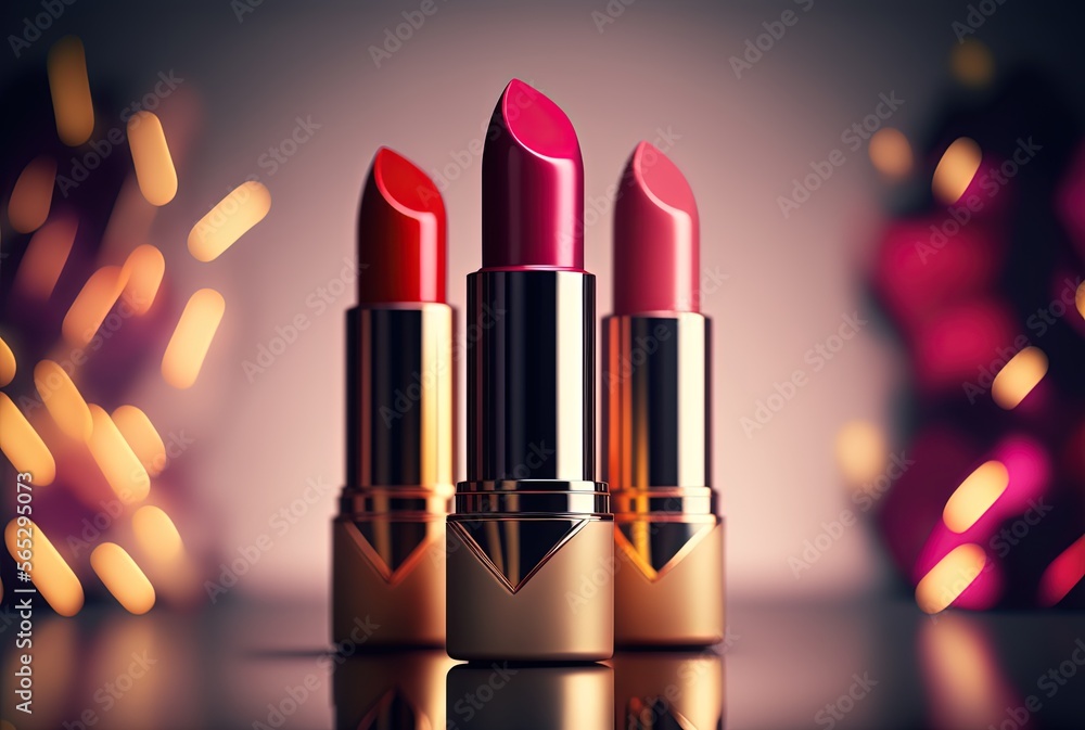 lipsticks with bokeh light background look luxury glamour, Generative Ai lipsticks with bokeh light background look luxury glamour, Generative Ai