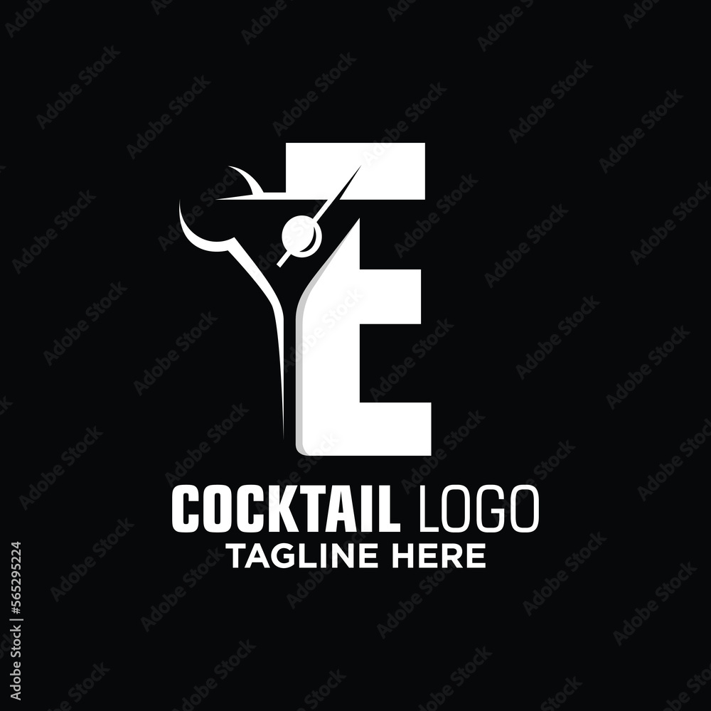 Letter E Cocktail Logo Design Template Inspiration, Vector Illustration.