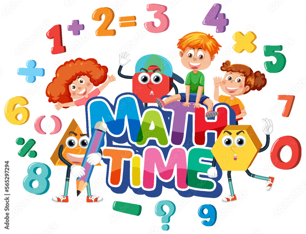 Children cartoon character with math and number theme