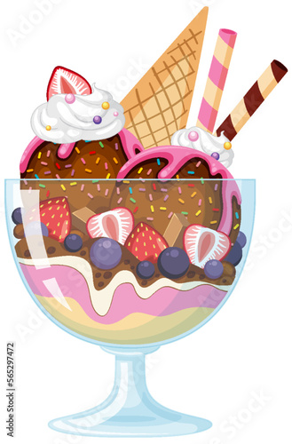Ice cream sundae served in a glass