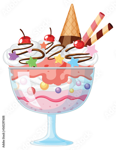 Ice cream sundae served in a glass