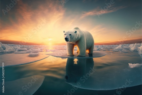 polar bear on ice made with generative ai