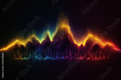Abstract Sound waves. Frequency audio waveform, music wave HUD interface elements, voice graph signal cyberpunk, Generative ai
