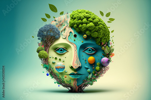 World environment and mother earth day concept with globe and eco friendly enviroment. Generative ai