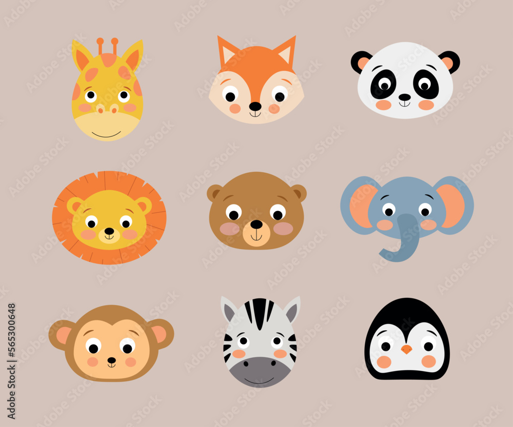 set of funny cartoon animals set of funny cartoon animals