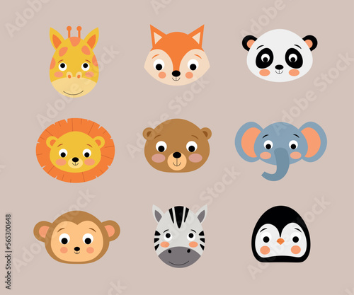 set of funny cartoon animals