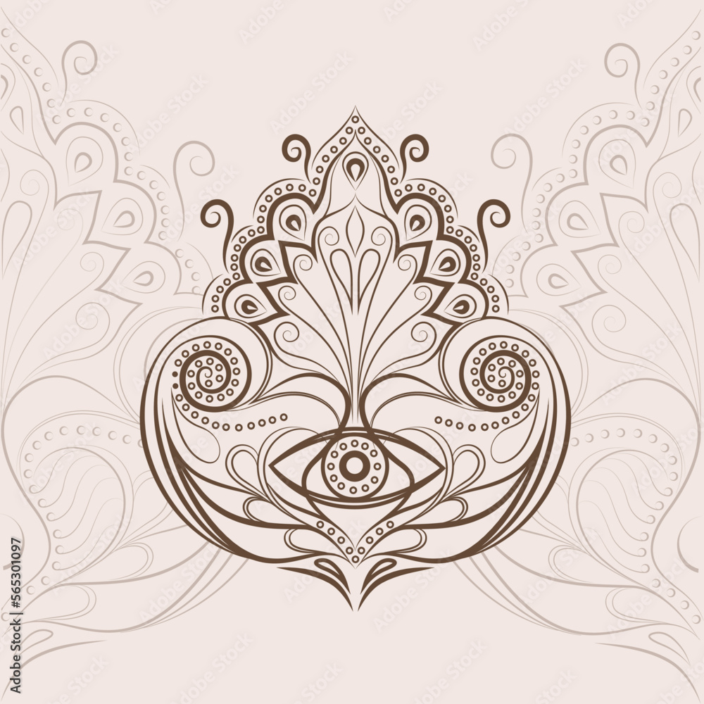 Mandala silhouette. A great card for any other type of design, birthday and other holiday, kaleidoscope, medallion, yoga, India, Arabic. Tattoo, print and logo design. Isolated vector illustration.