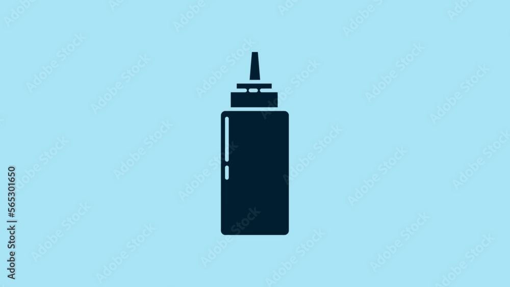 Blue Sauce bottle icon isolated on blue background. Ketchup, mustard and mayonnaise bottles with sauce for fast food. 4K Video motion graphic animation Blue Sauce bottle icon isolated on blue background. Ketchup, mustard and mayonnaise bottles with sauce for fast food. 4K Video motion graphic animation