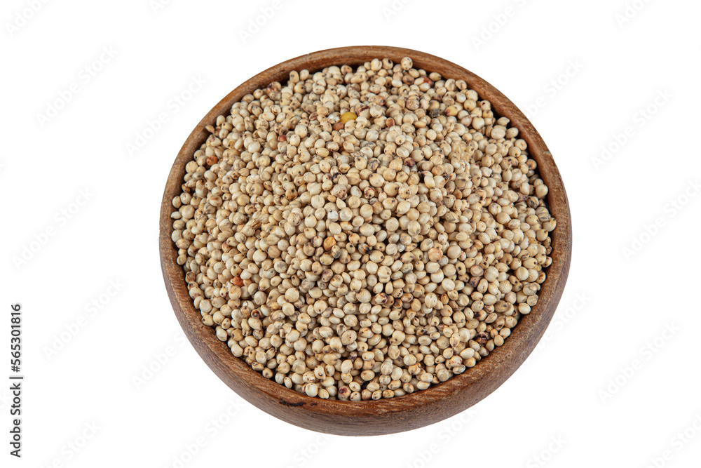Gluten free Sorghum seeds isolated on white background. Whole seeds of Sorghum Moench, millet, feed. A Bowl of Sprouted Sorghum and Sorghum Flour on a Bright White Table. Gluten free Sorghum seeds isolated on white background. Whole seeds of Sorghum Moench, millet, feed. A Bowl of Sprouted Sorghum and Sorghum Flour on a Bright White Table.