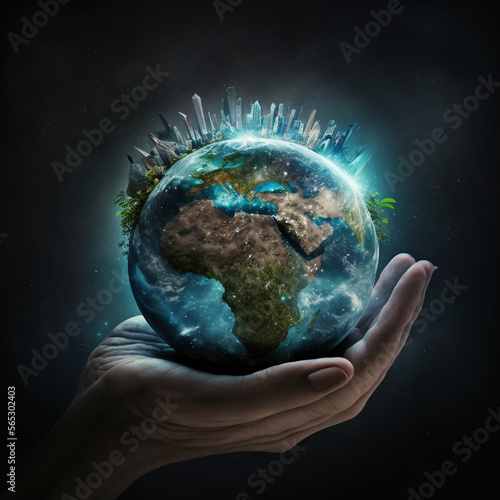 planet Earth in the palm of hand