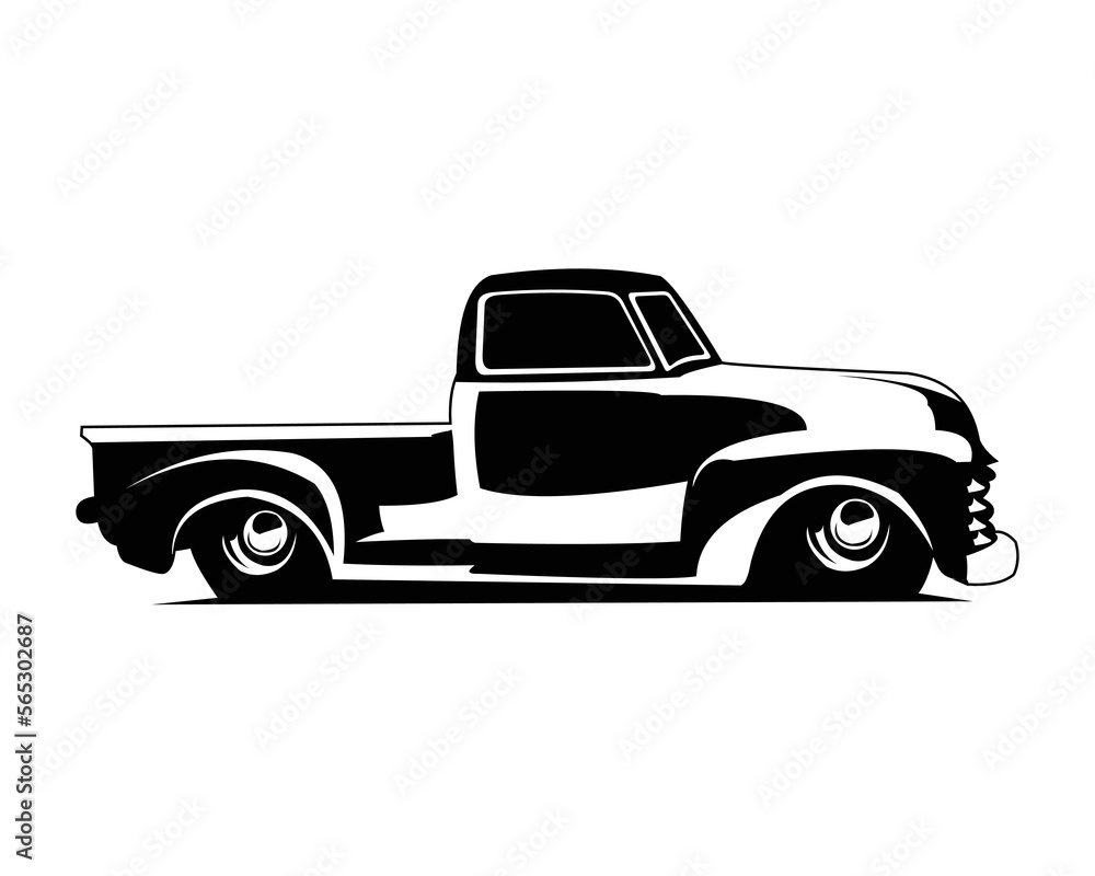 3100 truck vector. isolated white background showing from the side. best for logo badge concept. available in eps 10.
