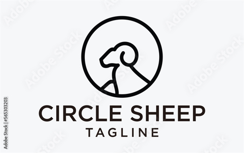 logo design goat,sheep,circle, line art template photo