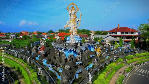 Titi Banda Statue in Sanur Bali. The story of Ramayana helped by Hanuman in rescuing Shinta from Rahwana. Taken in the morning. photo