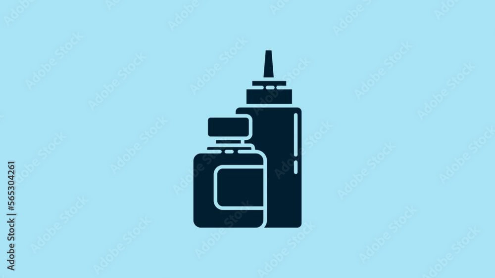 Blue Sauce bottle icon isolated on blue background. Ketchup, mustard and mayonnaise bottles with sauce for fast food. 4K Video motion graphic animation Blue Sauce bottle icon isolated on blue background. Ketchup, mustard and mayonnaise bottles with sauce for fast food. 4K Video motion graphic animation