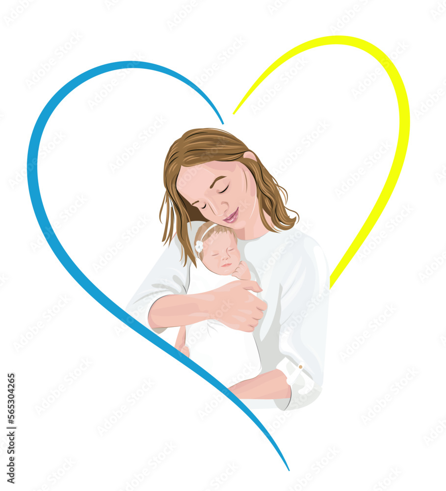 War in Ukraine. Mather whith baby on her hand. War in Ukraine. Mather whith baby on her hand.