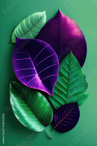 Background of beautiful painted autumn leaves. Generative AI