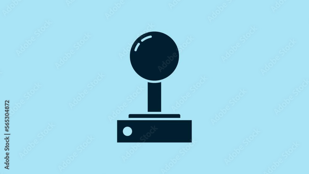 Blue Joystick for arcade machine icon isolated on blue background. Joystick gamepad. 4K Video motion graphic animation Blue Joystick for arcade machine icon isolated on blue background. Joystick gamepad. 4K Video motion graphic animation