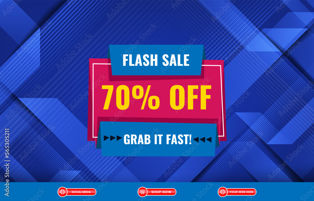 flash sale discount template banner with blue background design