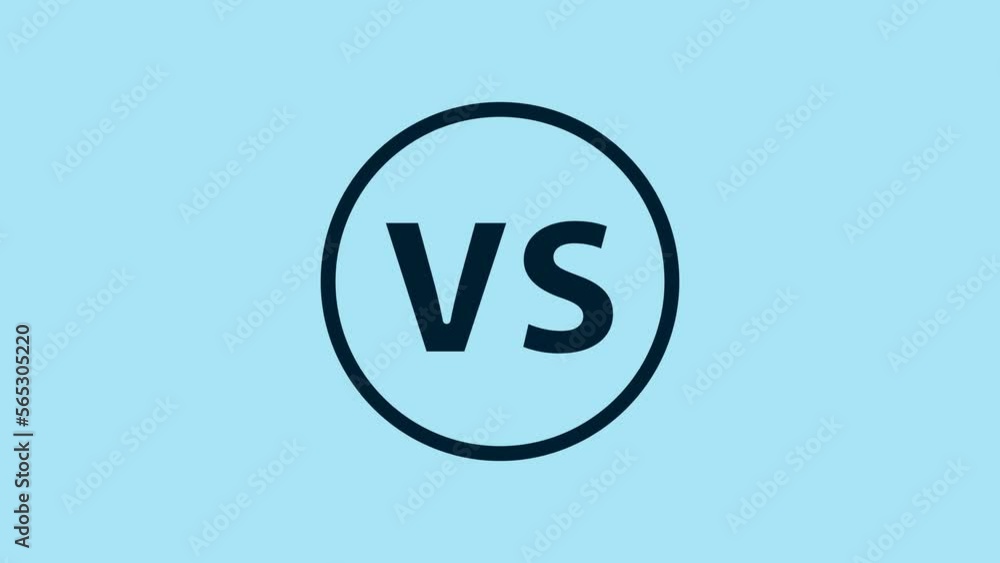 Blue VS Versus battle icon isolated on blue background. Competition vs match game, martial battle vs sport. 4K Video motion graphic animation Blue VS Versus battle icon isolated on blue background. Competition vs match game, martial battle vs sport. 4K Video motion graphic animation