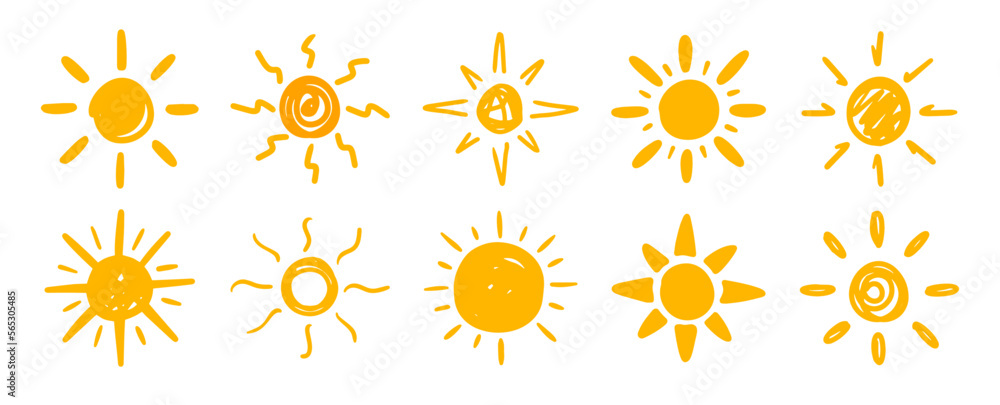 Sun doodle icons design bundle collection. Hand drawn nature heat symbol. Sun doodle icons design bundle collection. Hand drawn nature heat symbol.