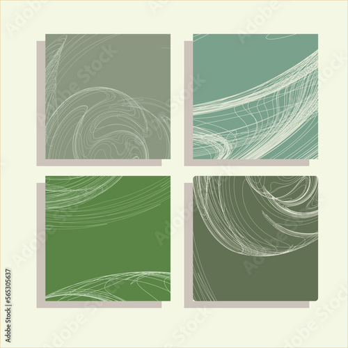 Green Square-shaped Backgrounds Featuring Wavy  Lines. Modern and dynamic look and can be used for a variety of design projects .