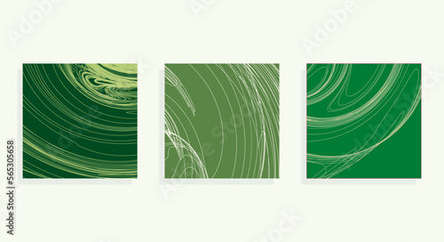  square wavy green lines background set