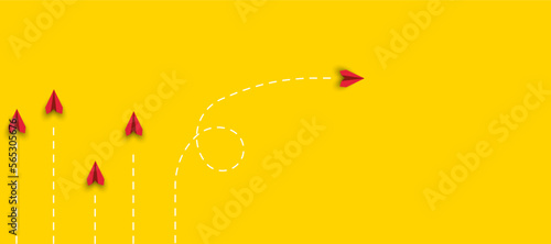 paper airplanes. red airplane changing path.
a new normal way
business creativity new idea discovery innovation technology
