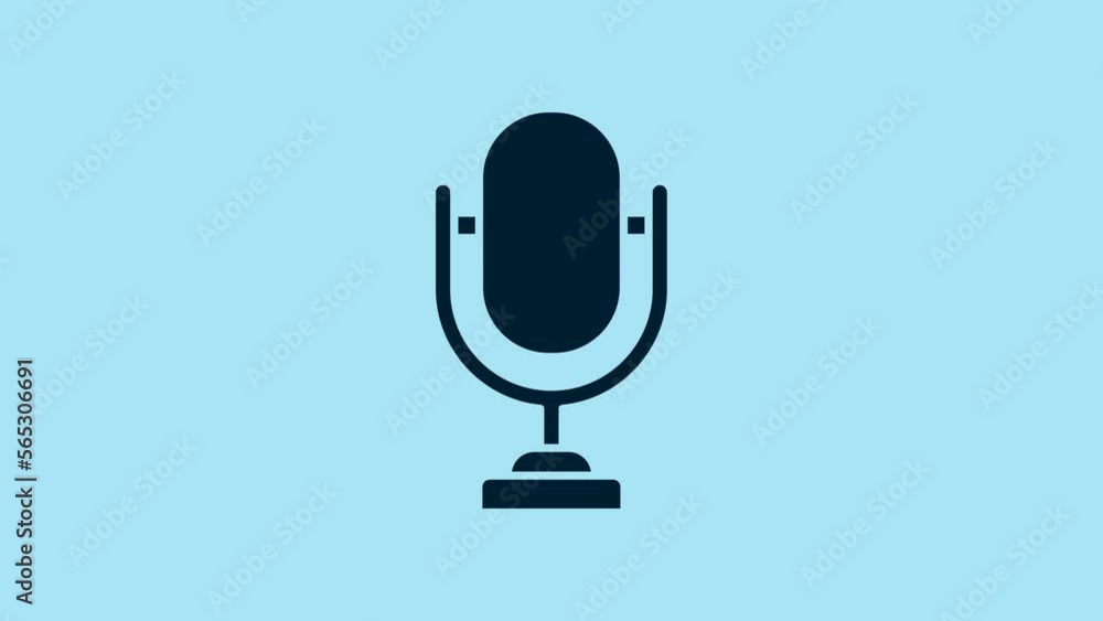 Blue Microphone icon isolated on blue background. On air radio mic microphone. Speaker sign. 4K Video motion graphic animation Blue Microphone icon isolated on blue background. On air radio mic microphone. Speaker sign. 4K Video motion graphic animation