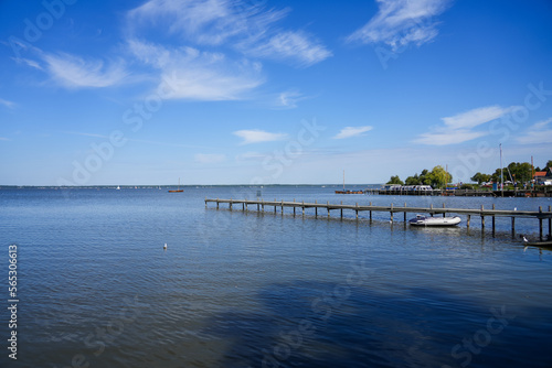 View of the Steinhuder Meer near Hanover in Lower Saxony. Landscape at the lake with the surrounding nature. 